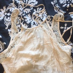 Women's lace and blush halter top